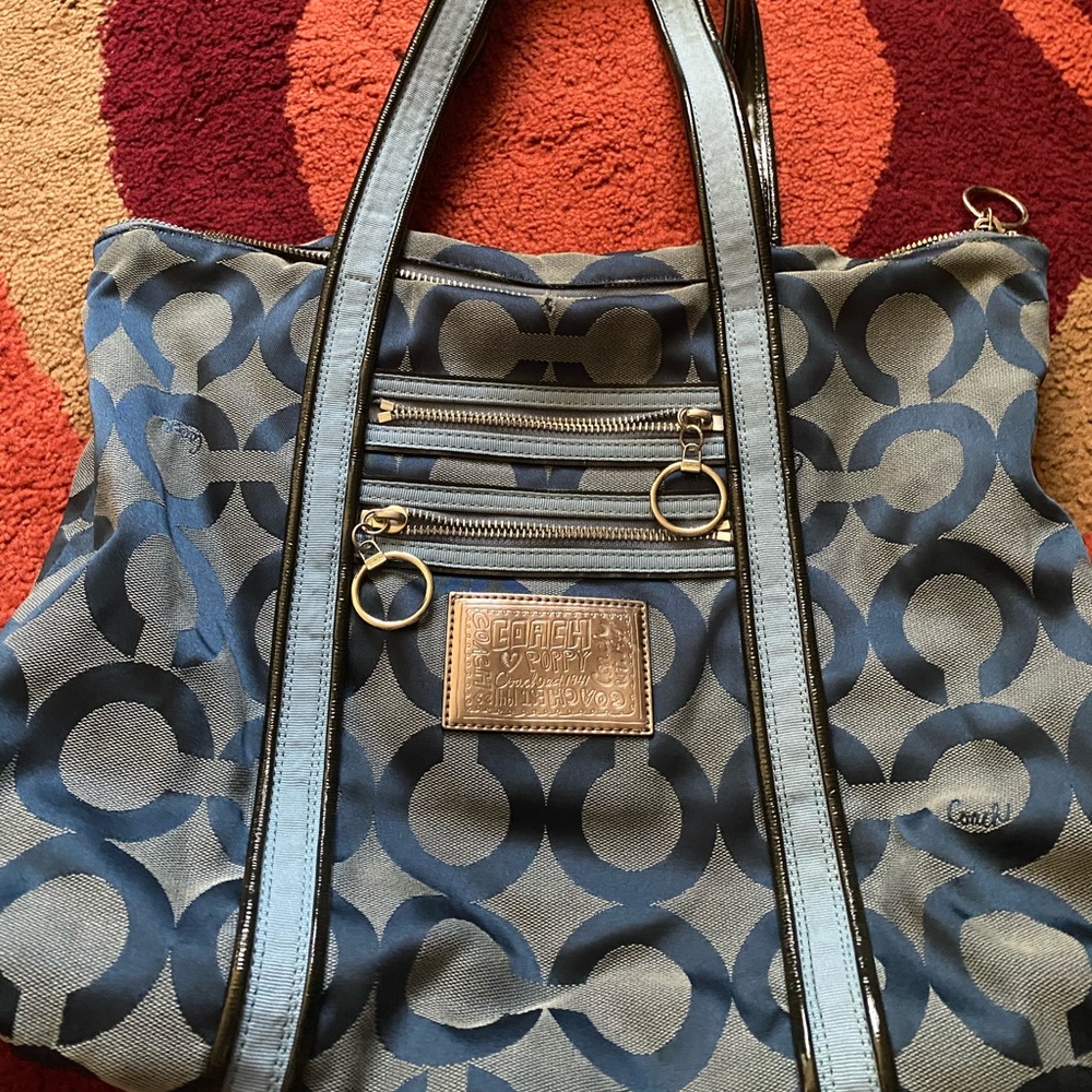 Vintage Baby Blue Coach Tote Hand Bag